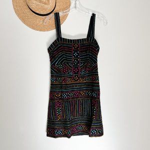 free people / black global geo embroidered mini dress 4